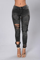 RIP ME APART JEANS - FADED BLACK